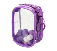 uxcell Borsa trasparente da 8,9 cm, mini sacchetto trasparente impermeabile, portamonete con portachiavi e pompon, per scatola cieca, display per bambole (quadrato, viola)
