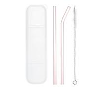 uxcell Cannucce riutilizzabili in vetro, 2 pezzi, cannucce di ricambio per bicchieri da viaggio, lunghe 20,3 cm, larghezza 8 mm, con spazzola per la pulizia e scatola per bevande congelate al tè con