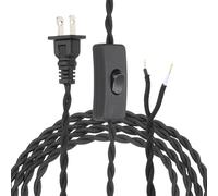 uxcell Cavo per lampada rivestito in tessuto vintage da 4,7 m, 4,7 m, cavo elettrico in tessuto vintage con pulsante di interruttore e estremità spogliate, pronto per estensioni cablaggi e riparazioni