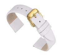uxcell Cinturino in vera pelle bianca, larghezza 16 mm, piatto, sottile, elegante, cinturino per orologio da polso, fibbia color oro, per uomini e donne