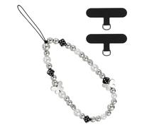 uxcell Ciondolo per telefono con perline, 18 cm, cinturino da polso in resina a forma di orso, cordino antifurto per cellulare, catena da polso con 2 toppe, per fotocamera, cellulare, portachiavi