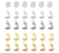 uxcell Convertitore per orecchini a clip con cuscinetti in silicone, 32 pezzi, per orecchini a clip, rotondi con retro piatto, con anello facile da aprire (bianco, argento, oro imitazione, oro)