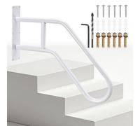 uxcell Maniglia di sicurezza per scale, 58 cm, a forma di U, montaggio a parete, gradino antiscivolo per 1-3 gradini, con 1 barra di sostegno, per scale, portico, ingresso, bagno, anziani, bianco