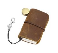 uxcell Miniature Notebook, 1.9 x 1.3 Vintage Portable Leather Pocket Tiny Notebooks Pocket Journal for Daily Travel Diary Drawing Writing Keychain Gifts, Brown
