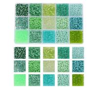 uxcell Perline miste in vetro, 15 colori, 1,5-5 mm, serie verde