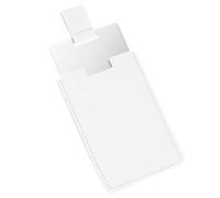 uxcell Piccolo specchio tascabile per borsa, in acciaio inox, compatto, con custodia in pelle, specchio da viaggio portatile per donne, ragazze, borsa, regalo (bianco, 6,5 x 9,5 cm)