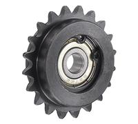 uxcell Pignone folle, foro 7 mm, passo 1/4", 20 denti, finitura ossido nero C45 in acciaio al carbonio con inserto cuscinetto per ISO 04C