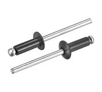 uxcell Rivetti ciechi, 4 mm x 10 mm in alluminio aperto estremità piatta testa rotonda rivetto per unire piastra metallica, nero 25 pezzi