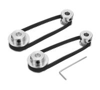 uxcell Set di 2 ruote sincrone GT-2 da 20 e 36 denti, foro da 6,35 mm, in lega di alluminio, puleggia dentata con 2 cinghie di lunghezza 200 mm e larghezza 6 mm, per stampante 3D, macchina CNC