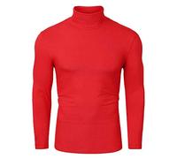 Uxcell sourcing Map - Maglia a Collo Alto da Uomo, Aderente, a Maniche Lunghe, con Collo Alto, Rosso, 50