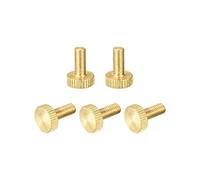 uxcell Viti a testa zigrinate, M5 x 12 mm, in ottone piatto, manopole di fissaggio per PC, elettronica, meccanica, 5 pezzi