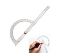 UXEWKL Goniometro di Precisione, Scala Cromata Opaca Antiriflesso, con Vite di Bloccaggio in Metallo, Intervallo 0-180°, in Acciaio Inox, Righello da 150 mm con Misure Incise a Laser