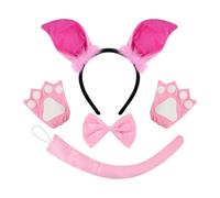 UxicRuya Cerchietto con Orecchie di Maiale, Grazioso Copricapo per Feste in Maschera, Il set rosa ha i guanti