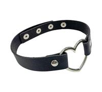 UxicRuya Choker Collana Collare Catena Cuore Realizzata in PU E Lega Regolabile Stile Adatta a Donne Cosplay Regali Feste, Nero