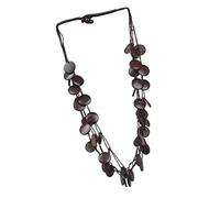 UxicRuya Collana Puka Shell Ciondolo con Perline di Cocco Fatti a Mano Frange Lunghe Catena Elegante per Donna Stile Bohemien Adatta per Festa Matrimonio, caffè Tondo 65cm