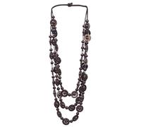 UxicRuya Collana Puka Shell Ciondolo con Perline di Cocco Fatti a Mano Frange Lunghe Catena Elegante per Donna Stile Bohemien Adatta per Festa Matrimonio, caffè Palle 80cm