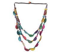 UxicRuya Collana Puka Shell Ciondolo con Perline di Cocco Fatti a Mano Frange Lunghe Catena Elegante per Donna Stile Bohemien Adatta per Festa Matrimonio, colorato semicerchio 80cm