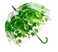 UxicRuya Parapioggia Trasparente Manico Lungo Ombrello Trendy 8 Stecche Struttura Robusta PVC Motivo Naturale Foglie Adatto a Passeggiate Urbane Fotografie Attività All’aperto Momenti Sociali, Verde