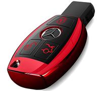 UXINUO - Custodia per chiave elettronica Mercedes Benz, in morbido TPU rosso, compatibile con Mercedes Benz C E S M CLS CLK Classe G Keyless Smart Key Fob_Colore rosso