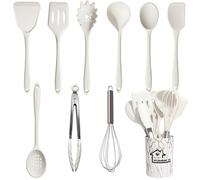 UXIYI Set di utensili da cucina in silicone, set di utensili da cucina da 10 pezzi, incluso il cucchiaio da cucina a spatola Turner Cucchiaio da cucina antiaderente resistente al calore,Bianca