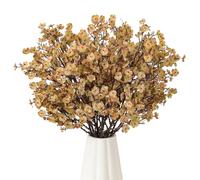 UXORSN 10 Pezzi Fiori Artificiali Fiore Finto di Respirazione del Bambino Artificiale di Gypsophila Bouquet Fiori di Seta Piante Finti per Composizioni Floreali Festa di Nozze Tavolo Decor,Marrone
