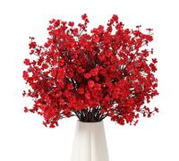 UXORSN 10 Pezzi Fiori Artificiali Fiore Finto di Respirazione del Bambino Artificiale di Gypsophila Bouquet Fiori di Seta Piante Finti per Composizioni Floreali Festa di Nozze Tavolo Decor,Rosso