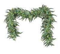 UXORSN 2 Pezzi Ghirlande di Eucalipto e Salice Artificiale con Fiore Bianco Piante a Foglia Miste Verdi Ghirlanda Edera Appesa Viti Artificiali per Tavolo Centrotavola Matrimonio Sfondo Decorazione