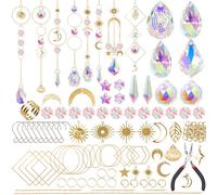 UXORSN Acchiappasole Cristallo 200 Pezzi Strumenti Kits Campanelli a Vento Stella Sole Luna Arcobaleno Prisma Ciondolo Cristalli Sfere di Cristallo per Finestra Giardino Natale Giorno Festa Ornamento