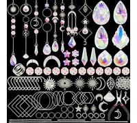 UXORSN Acchiappasole Cristallo 200 Pezzi Strumenti Kits Campanelli a Vento Stella Sole Luna Arcobaleno Prisma Ciondolo Cristalli Sfere di Cristallo per Finestra Giardino Natale Giorno Festa Ornamento