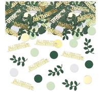 Uxreoib Jugendweihe Decorazione-200 pezzi 2025 Confetti con motivi di foglie e punti-Decorazione sparsa oro verde-Decorazione tavolo festa Jugendweihe per ragazzi e ragazze