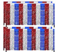 Uxsjakjsd 4 Confezioni di Decorazioni per Il 4 Luglio, Gonne da Tavolo di Tinsel Rosso Blu Patriottico B