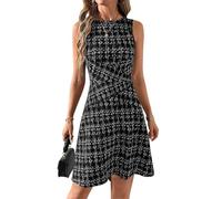 Uxsjakjsd Abiti Casual da 2025, Miniabito A Righe Maniche, Abiti A Vita Alta, Ad A Nero L