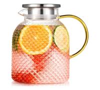 Uxsjakjsd D'Acqua In Vetro da 1,5 Litri con Beccuccio e Coperchio, 50 Once - Indispensabile Caraffa per Frigorifero per Bevande Rinfrescanti