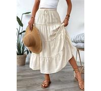 Uxsjakjsd Gonne Lunghe Svasate, Casual Ed Eleganti, A Strati, A Vita Alta, con Tasche, da, Stile A Bianco XS