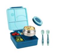 Uxsjakjsd Lunch Box Bento per Bambini con Contenitori Termici A Prova di Perdite da 8 Once - 4 Scomparti per Scuola e Viaggi B