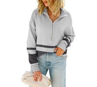 Uxsjakjsd Maglione da in Maglia con Mezza Cerniera, Oversize, A Maniche Lunghe, con Cappuccio e Cerniera A Un Quarto, Autunnale Grigio XL