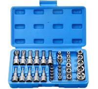 Uxsjakjsd Set di Bussole E-Torx Star e Torx - Professionale 34 Pezzi 1/4", 3/8", 1/2" Drive/Femmina E-Torx Bits per Strumenti Portatili
