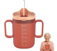 UxuoQxa Tazza con becco per anziani con manico, 300 ml, con coperchio e cannuccia, a prova di perdite, per anziani con difficoltà a deglutire, ideale per la cura e i viaggi