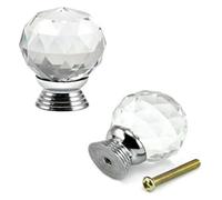 UXvohkudg Pomelli dei cassetti in vetro cristallo e lega di alluminio | Multicolor 30 mm for cassettiere: 2 pezzi, 4 pezzi(Transparent,2pcs)