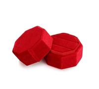 UXvohkudg Velvet Hexagon Double Ring Jewelry Box | Multicolor 5x4.5 cm: Proposal Anniversary Engagement Wedding Birthday