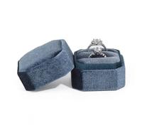UXvohkudg Velvet Hexagon Double Ring Jewelry Box | Multicolor 5x4.5 cm: Proposal Anniversary Engagement Wedding Birthday