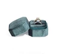 UXvohkudg Velvet Hexagon Double Ring Jewelry Box | Multicolor 5x4.5 cm: Proposal Anniversary Engagement Wedding Birthday
