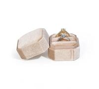 UXvohkudg Velvet Hexagon Double Ring Jewelry Box | Multicolor 5x4.5 cm: Proposal Anniversary Engagement Wedding Birthday