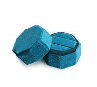 UXvohkudg Velvet Hexagon Double Ring Jewelry Box | Multicolor 5x4.5 cm: Proposal Anniversary Engagement Wedding Birthday
