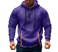 uxxnjfg Giacca Invernale Uomo da Lavoro Felpa Uomo con Cappuccio con Zip Taglie Forti Autunno Felpe Pullover Termica Pile Primaverile Giacca Trekking Running Abbigliamento(Viola,5XL)