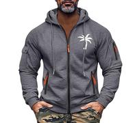 uxxnjfg Giacca Invernale Uomo da Lavoro Felpa Uomo con Cappuccio con Zip Taglie Forti Primaverile Felpe Pullover Termica Cotone Autunno Giacca Running Trekking Abbigliamento(Grigio Scuro,L)