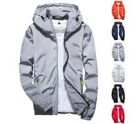 uxxnjfg Impermeabile Uomo Giubbotto Softshell Bomber Moto Antipioggia Jacket Invernale Uomo da Lavoro Casual Vestiti Abbigliamento Estiva Trekking I Miei Ordini Giubbotto Grigio L