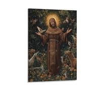 UYAART Icona di San Francesco d'Assisi, poster su tela, decorazione per camera da letto, ufficio, camera da letto, regalo, 30 x 45 cm
