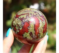 UYCUODLUY 1pc Dragon Blood Stone Sphere for Home Decor, Green Rock Quartz Crystal Ball Sculpture Figurine for Fengshui, Divination,Gifts,80~85mm