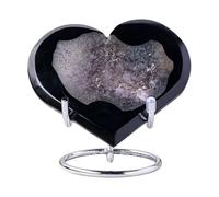 UYCUODLUY Black Agate Heart Shaped Geode Crystal with Druzy, Decor, Stone, Gift for Spiritual Practice(A,100 200g)